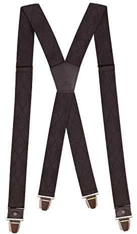PIERROT Bretelles Homme Larges Premium Made in France - Taille Unique Ajustable - Elastique Renforcé et Finitions en Cuir - 4 Pinces Ultra Fortes en X - Garantie à vie