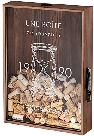 Maverton Boîte Personnalisée aux Bouchons - Boite bouchon vin pour les Collectionneurs de Capsules - Cadeau Femme - Ouvre-bière dans le Paquet - Cadeau Anniversaire pour Femmes - Sablier