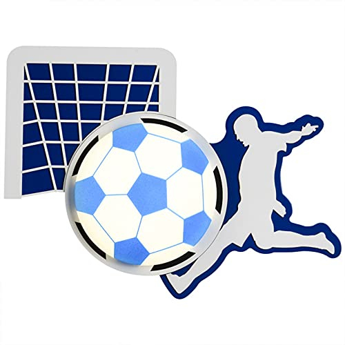LED Kinder Wandleuchte aus Holz Kreativ Fußball Modellieren Design Modern Karikatur Wandlampe Dimmbar 3 Farbtemperatur Kinderzimmer Nachttischlampen 12W für Baby Junge Mädchen Schlafzimmer Nachtlicht