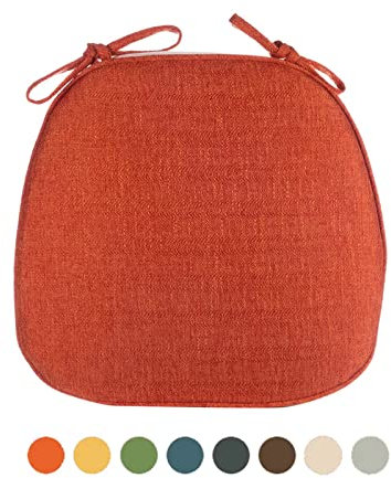 Yadlan Stuhlkissen 40x40 mit Bändern 6er Set, Sitzkissen Outdoor Gartenstuhl, Sitzpolster Stuhl Trapez Sanft, Halbrund Baumwolle und Leinen Dick Stuhlauflage Orange