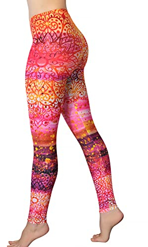 Comfy Yoga Hose – weich bedruckte Workout-Leggings für Damen – lustige, leichte bedruckte Yoga-Leggings, Sunrise Mandala, S/M
