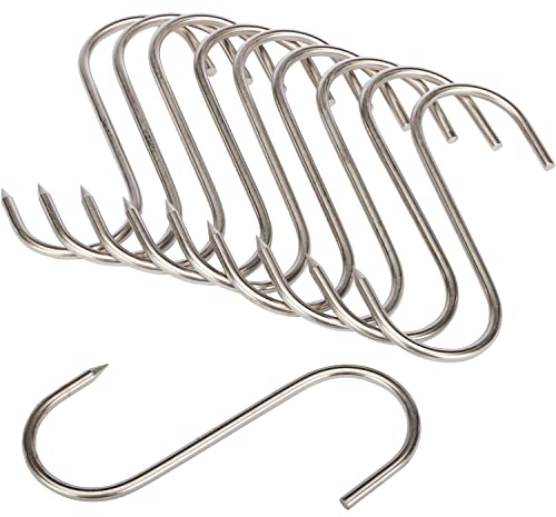 Wald & Forst S-Haken Edelstahl – 10er-Pack belastbar bis 60 kg – Länge 16 cm, Ø 6 mm