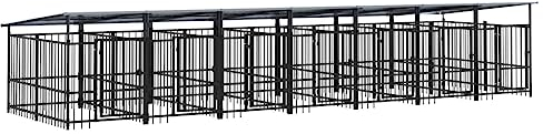 vidaXL Outdoor Hundezwinger Dach Stahl 13,14m² Hundekäfig Hundehütte Hundehaus