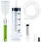 Large Syringe 200ml + 10ml, Reusable Liquid Syringes with Tube, Large Capacity Plastic Syringe With Cleaning Brush for Laboratory, Measuring, Watering, Industry, Feeding Pets, Oil or Applicator