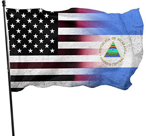 Schwarz-Weiß-USA-Nicaragua-Flagge, Garten, dekorative Flaggen, im Freien, Zuhause, Zimmer, Partys, 3 x 5 Ft