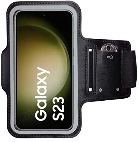 CoverKingz Sportarmband für Samsung Galaxy S23 - Armtasche mit Schlüsselfach Oberarm Halterung - Sport Laufarmband Handy Armband Schwarz
