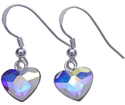 AB Premium Kristall Ohrringe 925 Sterling Silber in Herfrorm 10mm Aurora Borealis