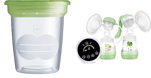 MAM Storage Pots for Baby Food Manual Breast Pump, Containers, 5 Pots + 2-in-1 Single Electric Breast Pump, Flexible Use Electric and Manual Breast Milk Pump