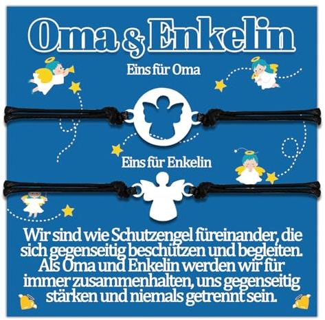 Oma Enkelin Armband Geschenke für Großmutter und Enkelin Armbänder Schutzengel Geschenk Von Enkelin Geburtstagsgeschenk zum Geburtstag Geschenkideen Schmuck Frauen Schmuckset für 2 Damen Weihnachten