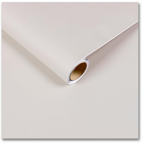 CRE8TIVE Papier Peint Adhesif Beige Vintage Papier Peint Adhesif Mural Blanc Mat Rouleau Adhesif pour Meuble Armoire Film Autocollant Meuble Impermeable Papier Peint Salle de Bain Chambre 30cm x 200cm