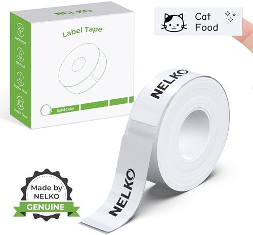 Nelko Original P21 Etikettendruckpapier, 14 x 75 mm, 180 Etiketten Weiß | Ideal für längere Beschriftungen, z. B. für Ordnerrücken, Kabel, Regale oder Schilder, mit ausreichend Platz für klare