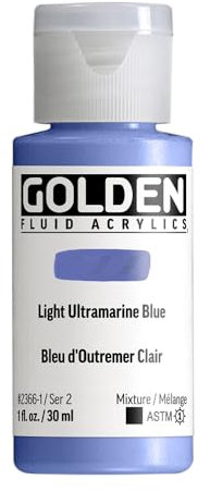GOLDEN Fluid Acrylics, Light Ultramarine Blue, 1 fl. oz. / 30 ml Bottle