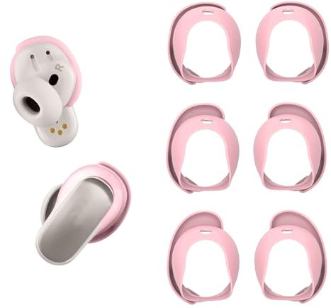 Aiivioll [3 Pairs] Ear Tips Covers for Bose QuietComfort Ultra Earbuds (2023), Anti-Slip Silicone Sports Wing Tips, Washable Eartips Accessories (Pink, S/M/L)
