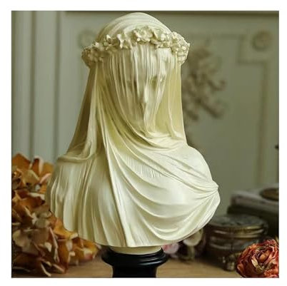 JTBDWOSK Göttin Büste Statue Verschleierte Jungfrau Skulpturale Büste Verschleierte Lady Büste Griechische Göttin Statue für Wohnkultur Couchtisch Büro Wohnzimmer Sammlung,Weiß