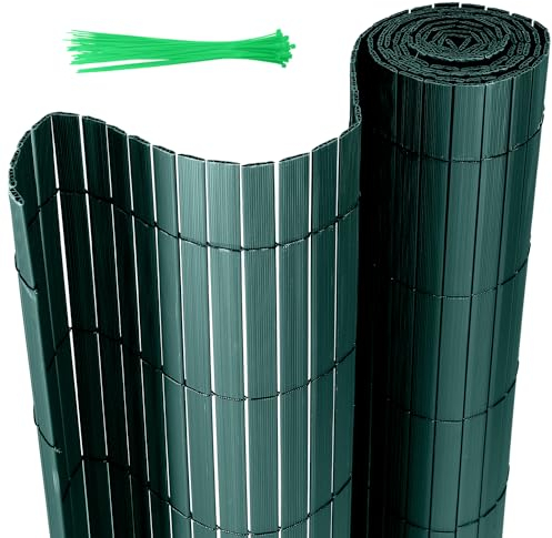 Joparri PVC Sichtschutzmatte 80 x 500 cm Sichtschutzzaun Gartenzaun mit Kabelbindern Sichtschutz für Garten Balkon Terrasse Zaun, 4-Gewicht-Verstärkung Innen, Grün