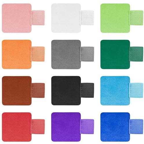 Jaczora 24 Pcs Self-Adhesive PU Leather Pen Loop Holders - Multicolor Adjustable Elastic Pen Holder Straps for Notebooks, Binders, Books