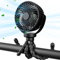 VOSFEEL 5200 mAh Pram Fan Clip on Stroller with LED Lights 3 Speed, Rechargeable, Pushchair Cooling Buggy Silicone Tripod Portable Holiday Usb Mini Handheld Kids