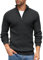 COOFANDY Herren Rollkragenpullover Zip Pullover Strickpullover Langarm Warm Winterpullover Rollkragenpulli Solid Arbeitspulli Thermo Pullover Männer Pullover Schwarz XXL