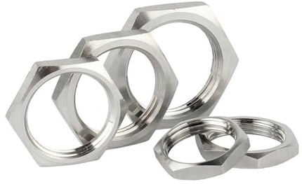 SINEKY 5 Teile/los 304 Edelstahl Hex Lock Mutter Rohr Fitting M8 M10 M12 M14 M16 M18 M20 M22 M24 M25-M38 Pitch 1mm 1,5mm Metrische Weibliche(Size:M24x1.5x30x5 (5pcs))