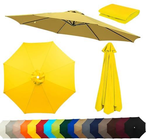 Auvent De Remplacement Pour Parasol De Terrasse 230CM 270CM 300CM, 8 Baleines Toile De Rechange Pour Parasol Déporté De Jardin, Housse De Rechange Pour Parasol De Plage(Jaune,300CM-9.8FT)