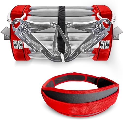Fire Escape Ladder & Safety Belt, Collapsible 3 Story Fire Escape Ladder with Widen Feet, Reusable & Fast Deploy Emergency Ladder for Windows and Balcony