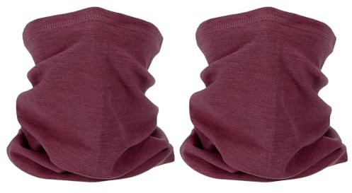 PATIKIL Winter Neck Warmer, 2 Pack Windproof Neck Gaiter Cold Weather Scarf Face Covering Ski Gaiter for Men Women, Wine Red