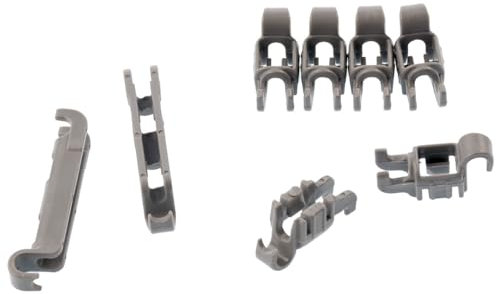Dishwasher Lower Rack Flip Tynes Plastic Bearing Clips Kit Brackets Set Compatible with Bosch Siemens 00611472