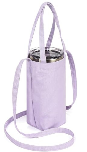 Linkidea Tumbler Carrier with Strap Compatible with YETI Rambler Tumbler 30oz, IRON °FLASK Classic Tumbler 2.0 20oz/24oz/32oz, Waterbottle Sling Bag Holder Shoulder Strap, Light Purple