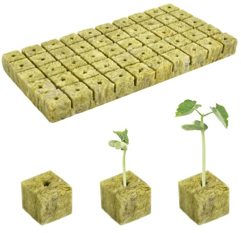 DIELOVEHUA 50 Stück Steinwolle Würfel, 2.5 x 2.5 x 2.5cm Steinwolle Anzucht, Rockwool Cube, Steinwolle Grow Anzucht, Steinwolle Dämmung, steinwollmatte für Stecklinge Umpflanzen Klonen Setzlinge