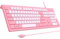 Computer Keyboard Wired, Plug Play USB Keyboard, Low Profile Chiclet Keys, Large Number Pad, Caps Indicators, Foldable Stands, Spill-Resistant, Anti-Wear Letters for PC Laptop (Rose Pink, 1-Pack)