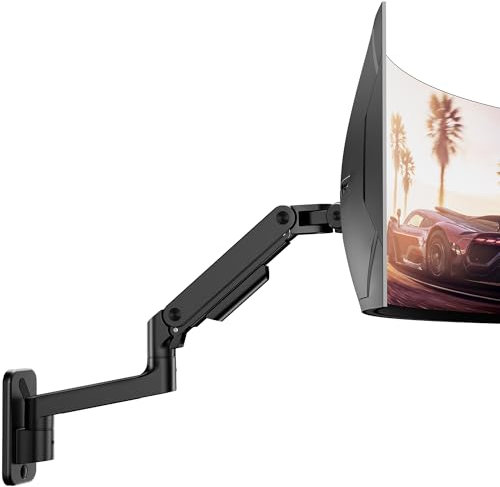 ARES WING Monitor Wandhalterung für 17-49 Zoll LED/LCD/TV Bildschirm bis 20 kg, Heavy Duty Monitor Halterung Wand für 1 Bildschirm, Monitor Arm Wall Mount mit Höhenverstellbar, VESA 75/100,Schwarz