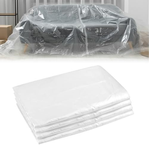 4 Pièces Bache de Protection Peinture,4x5m Feuilles de Plastique Imperméables,4 Paquets Bâche de Plastique Extra-larges pour Protection,pour La Peinture et l'ameublement