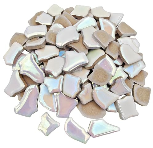 Unregelmäßige Keramik-Mosaikfliesen, 1,7 cm - 3,9 cm, 500 g/1,1 lb, Keramik-Mosaikfliesen zum Basteln, Keramik-Mosaikstücke für Heimdekoration oder Bastelarbeiten, Mosaik-Zubehör (schillerndes