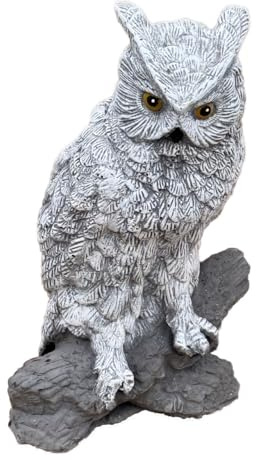 stoneandstyle Gartenfigur Eule auf Stein, 30 cm Höhe, Steinguss, Frostfest, Handgefertigt in Deutschland