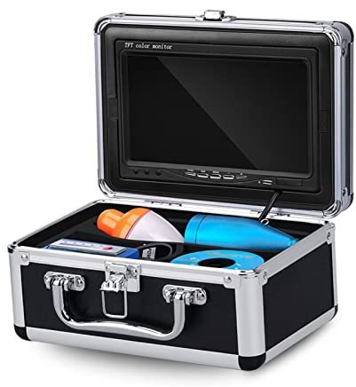 Caméra de pêche V7 100 0TVL 7 Caméra sous-marine sous-marine pouce 12 Lampe infrarouge Fiseur de poisson Feuille de poisson Lake River Sea Pêche à la glace ,Rechargeable Longue DuréE(6400mAH 50m DVR 1