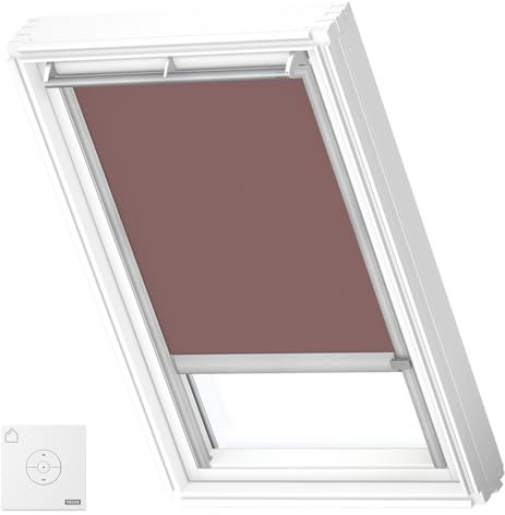 VELUX Solar Verdunkelungsrollo, graue Schienen, SK08, Rosenholz