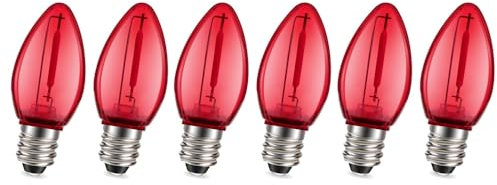 Ruiandsion E12 LED Bulb 220V Red 1W Screw Base LED Bulb Replacement for Christmas Tree Fireplace Decorations Reindeer Lights Jack-o'-Lanterns Pack of 6