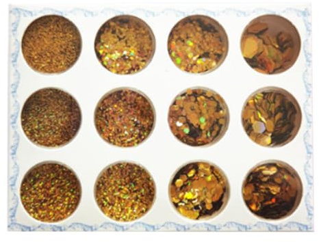 Glitter-12 Colors Festival Holographic Cosmetic Powder for Face, Body, Eye, Hair, Nail and DIY Art,Friendly Cosmetic(Laser Gold)