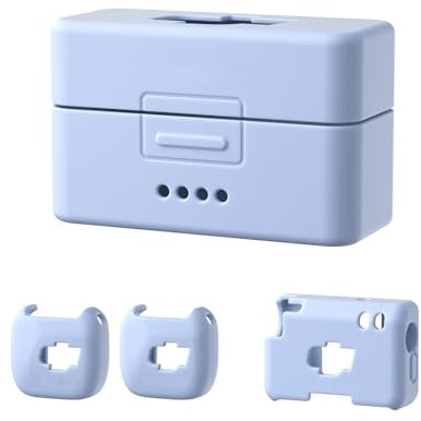 Funda protectora de silicona portátil para mini micrófono DJI MIC, color sólido, a prueba de golpes, impermeable, funda protectora de micrófono inalámbrico (2 TX+1 RX Set azul)