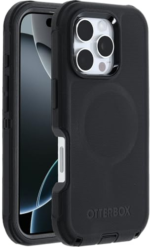OtterBox Defender MagSafe Hülle für iPhone 16 Pro, Schwarz | Stoßfeste, sturzsichere, extrem robuste Schutzhülle, 7x getestet nach Militärstandard, Keine Einzelhandelsverpackung