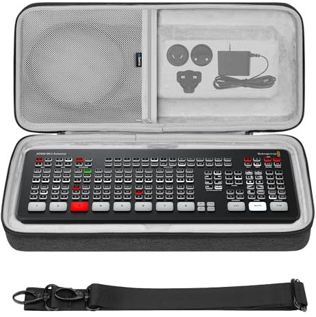 Geekria Audio-Interface Tragetasche, kompatibel mit Blackmagic Design Atem Mini (SWATEMMINICEXT) / Atem Mini Extreme ISO (SWATEMMINICEXTISO), Eva Hartschalen-Reisetasche (Dunkelgrau)