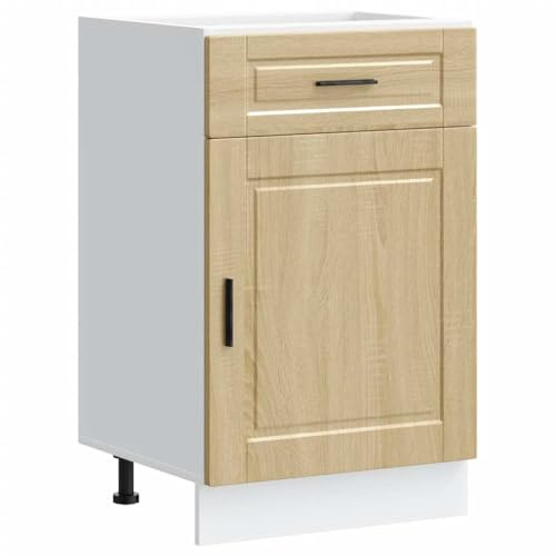 Homvdxl Küchenunterschrank, moderner Unterschrank mit Schublade, Tür und verstellbaren Füßen, für Wohnzimmer, Esszimmer, Bar, Braun - 50 x 46 x 81,5 cm
