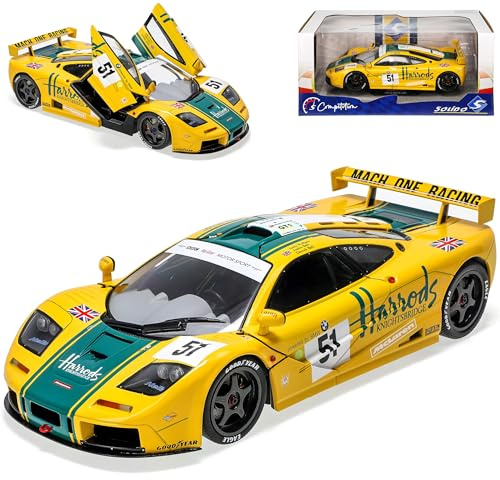 alles-meine.de GmbH McLaren F1 B*M*W GTR 24H Le Mans 1995 Gelb Grün Nr 51 1993-1997 1/18 Solido Modell Auto mit individiuellem Wunschkennzeichen