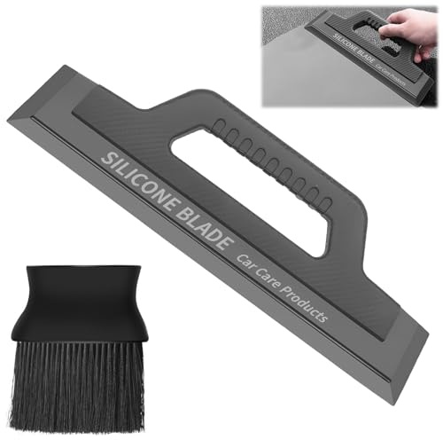 Auto Abzieher 30cm Silikon Auto Wasserabstreifer mit Stiel Ohne Kratzer | Autoscheiben Silikonlippe Fensterabzieher Wasserabzieher Flexibler mit Bürste Wasser Fensterwischer Fenster Dusche Spiegel