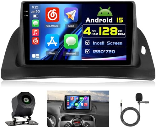 4+128G 9 Radio para Renault Kangoo 2013-2020 Nissan NV250 2013-2021 | Incell Pantalla Táctil Wireless Carplay Autoradio 2 DIN GPS Navi Bluetooth 5.0 WiFi FM/RDS Cámara Trasera EQ 4+128G