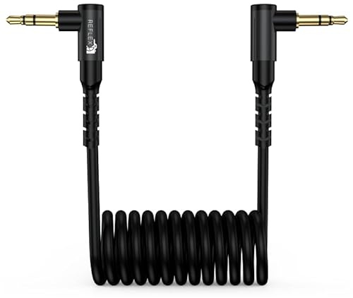 Reflex Camera 3.5mm TRS to TRS Spring Cable 70cm – Coiled Audio Lead for Lavalier Microphones, DSLR Cameras, Audio Recorders & Mixers, Copper TPE with Aluminium Connectors