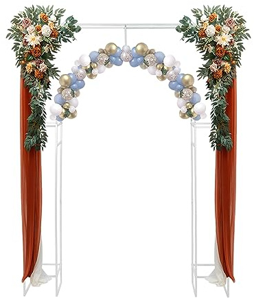 Hochzeitsbogen Eckig Einstellbar HintergrundstäNder Metall Traubogen Hochzeit Rosenbogen Gestell Hintergrund FüR Geburtstags Partys Bankett Dekorationenfomcet, 5.91 * 7.87Ft (Weiß)