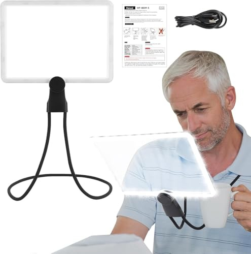 5X Leselupe mit Licht für Senioren Groß, Wiederaufladbare Lupe mit Licht, | Flexible Schwanenhals, 3 Helligkeitsstufen, Große Lupe zum Lesen Reparieren Nähen Sehschwäche ältere Menschen