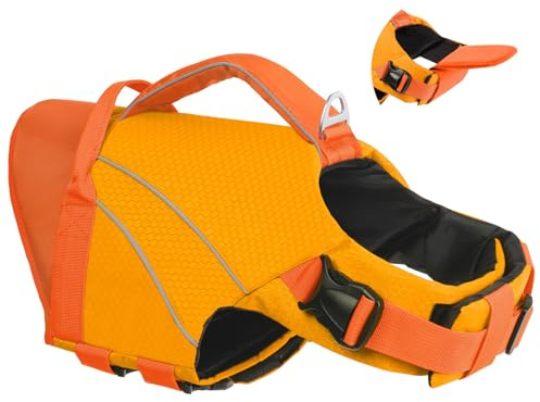 KONVINIT Hunde Schwimmweste Hunde Rettungsweste für Kleine Hunde, Schwimmweste mit Kinnstütze & Griff, Hoher Auftrieb, Reflektierend – für Schwimmen, Boot & Sicherheit