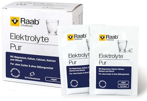 Raab Vitalfood® Elektrolyte Pur Beutel (140 g - 20 Beutel á 70 g) Elektrolyte ohne Zucker und ohne Süßungsmittel, Perfekt für Sportler bei Flüssigkeitsverlust, Praktische Beutel - ideal für unterwegs | Ohne Zucker & Süßungsmittel - perfekt für Sport & Alltag - bei Flüssigkeitsverlust - zur Mineralstoffversorgung – vegan